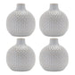 Set of Four Natural And Off White Ceramic Bud Vases With Sculptural Details