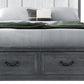 Gray Distressed Wood And Upholstery King Bed Frame With Drawers