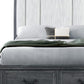Gray Distressed Wood And Upholstery Queen Bed Frame With Drawers