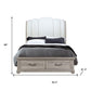 Natural and Light Gray Wood And Upholstery King Bed Frame With Drawers