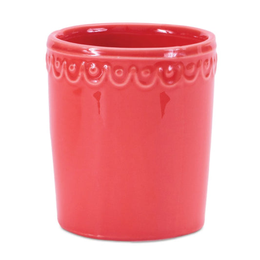 Set of Two Pink And Yellow Ceramic Rectangular Cachepots