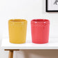 Set of Two Pink And Yellow Ceramic Rectangular Cachepots