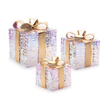 Set of Three Clear And Gold Decorative Boxes With LED
