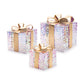 Set of Three Clear And Gold Decorative Boxes With LED