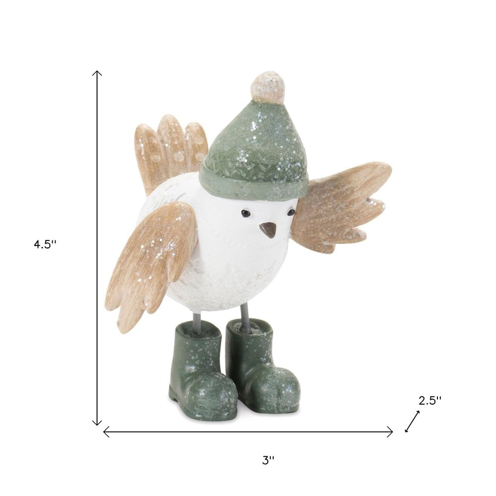 Set of Six White And Beige Resin Bird Figurine