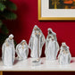 Set of Six White And Silver Resin Christmas Nativity Figurines