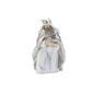 Set of Six White And Silver Resin Christmas Nativity Figurines