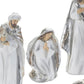 Set of Six White And Silver Resin Christmas Nativity Figurines