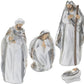 Set of Six White And Silver Resin Christmas Nativity Figurines