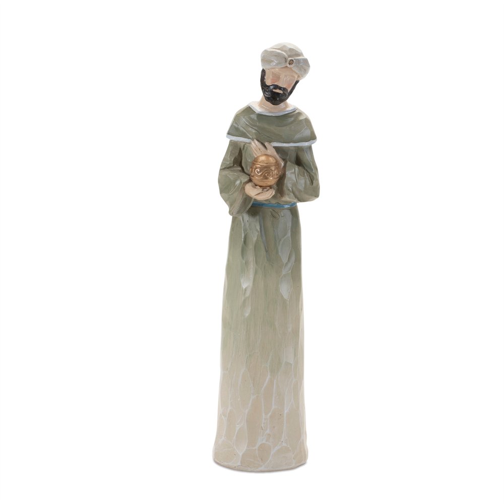 Set of Nine Beige And Gold Polyresin Figurine