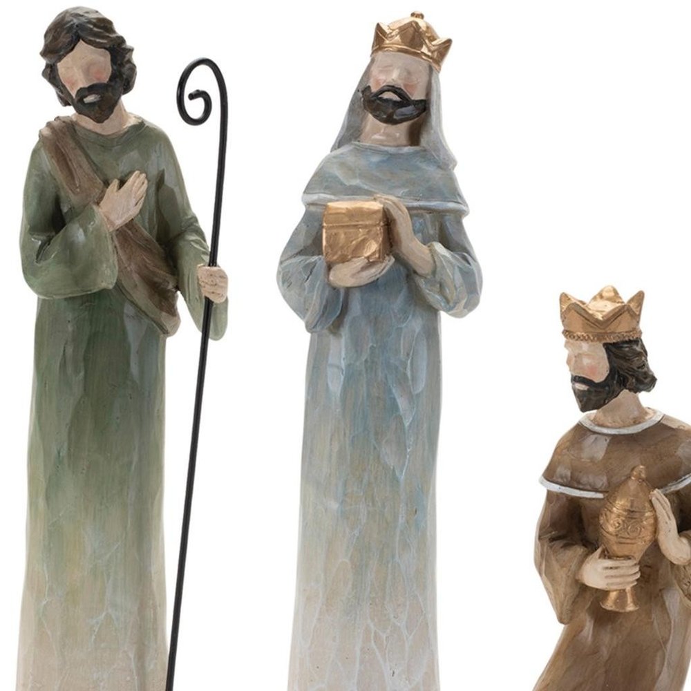 Set of Nine Beige And Gold Polyresin Figurine