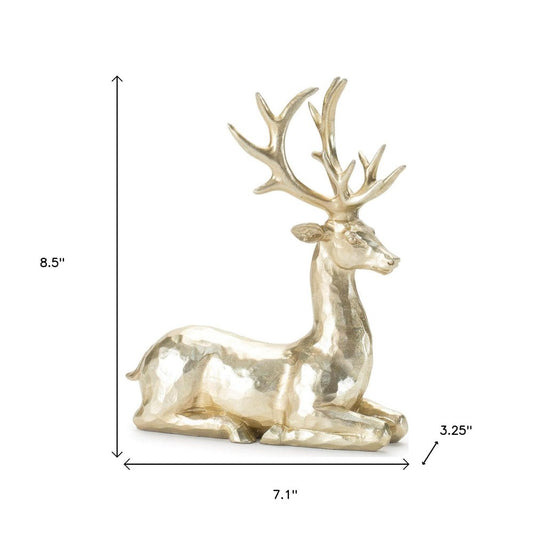 Set of Four Gold Polyresin Deer Christmas Figurine