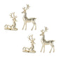 Set of Four Gold Polyresin Deer Christmas Figurine