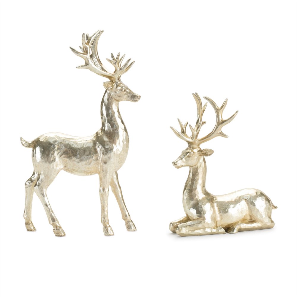 Set of Four Gold Polyresin Deer Christmas Figurine