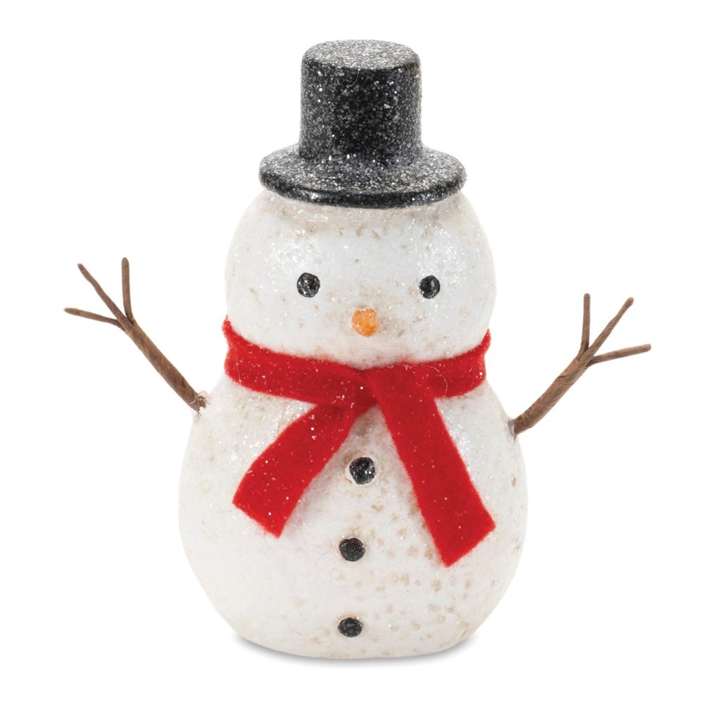 Set of Six White And Red Fabric Christmas Snowman Figurine