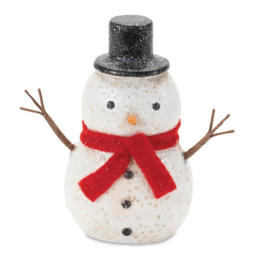 Set of Six White And Red Fabric Christmas Snowman Figurine