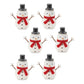 Set of Six White And Red Fabric Christmas Snowman Figurine