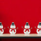 Set of Six White And Red Fabric Christmas Snowman Figurine