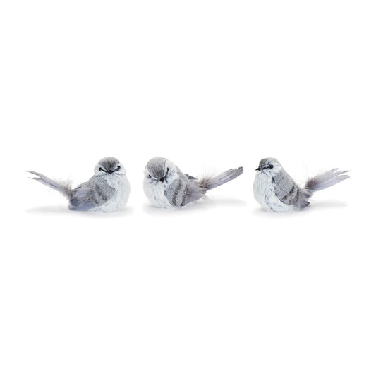 12 Gray Fabric Bird Tabletop Sculpture