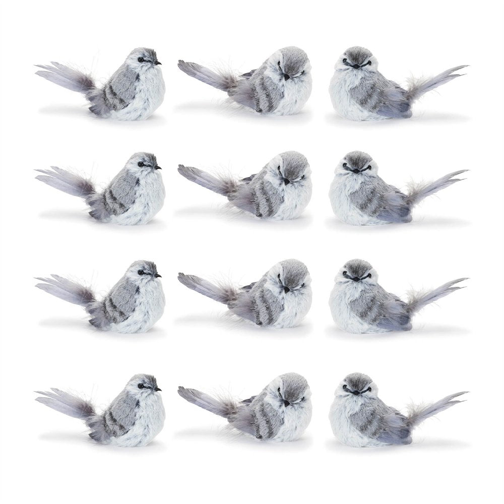 12 Gray Fabric Bird Tabletop Sculpture