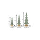 Set of Three Green And Natural Resin Glitter Christmas Tree Sculptures