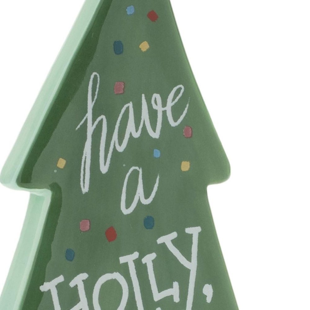 Set of Four Green Ceramic Trees Christmas Christmas Tree Tabletop Sculpture