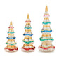 Set of Three Silver Gold Red And Green Mercury Glass Christmas Tree Sculptures