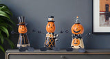 Set of Three Orange And Black Polyresin Halloween Jack-O-Lantern Figurine