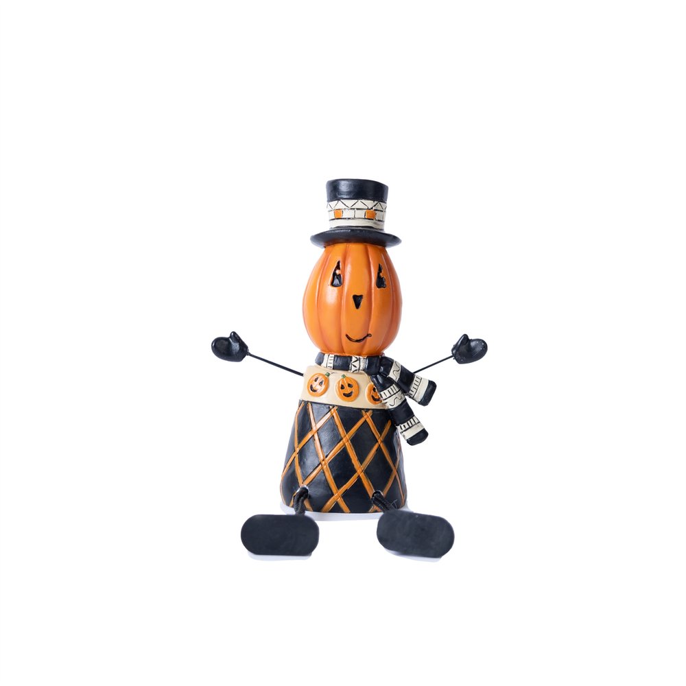 Set of Three Orange And Black Polyresin Halloween Jack-O-Lantern Figurine