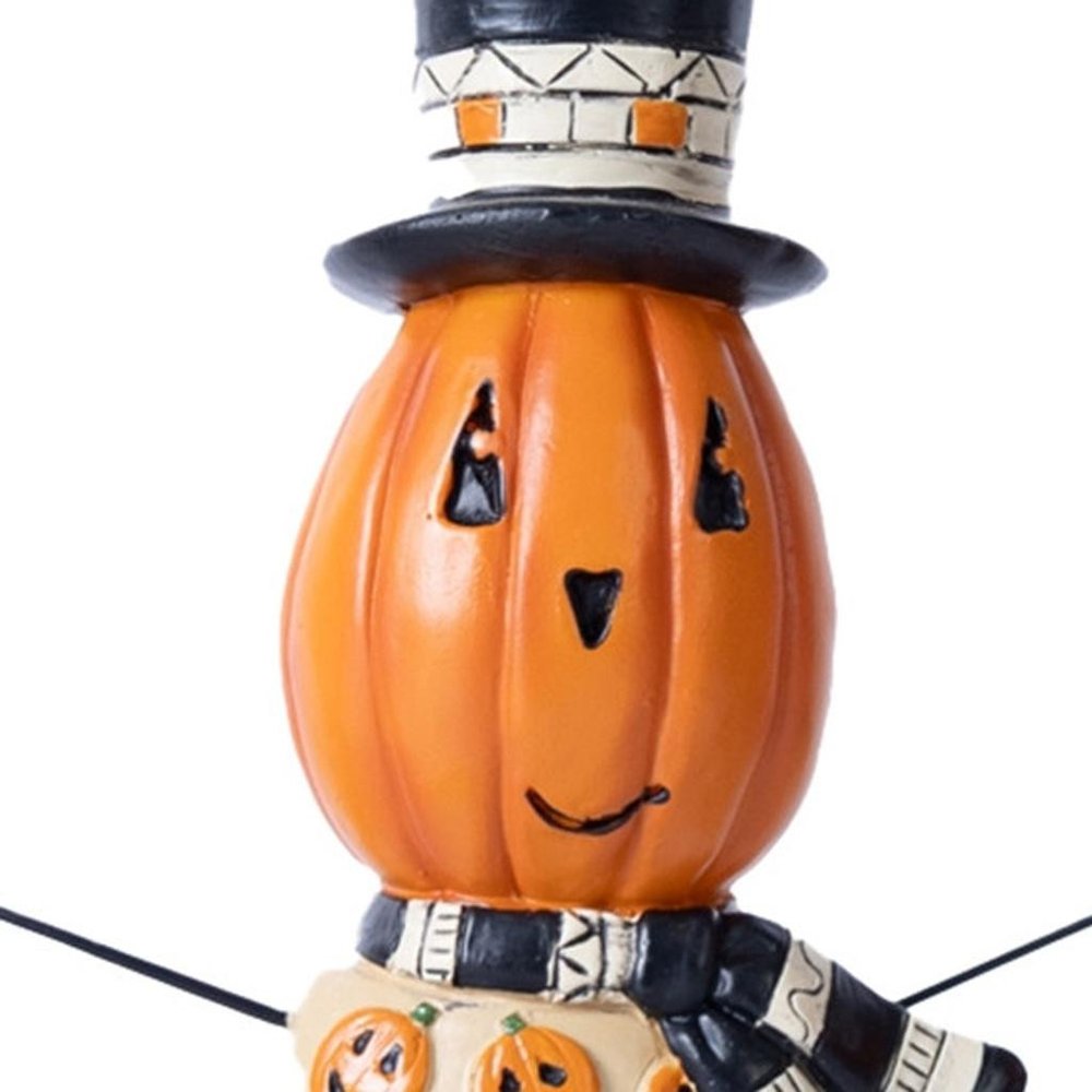 Set of Three Orange And Black Polyresin Halloween Jack-O-Lantern Figurine