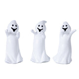 Set of Three White Polyresin Halloween Ghost Figurines
