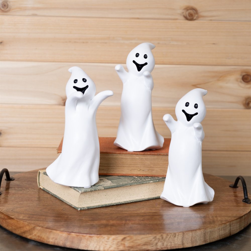 Set of Three White Polyresin Figurine