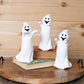 Set of Three White Polyresin Halloween Ghost Figurines