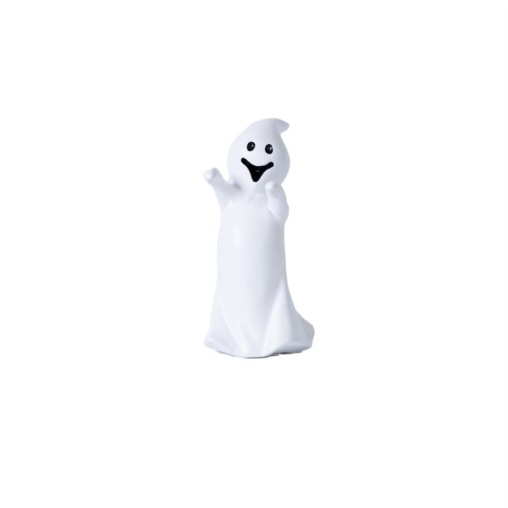 Set of Three White Polyresin Halloween Ghost Figurines