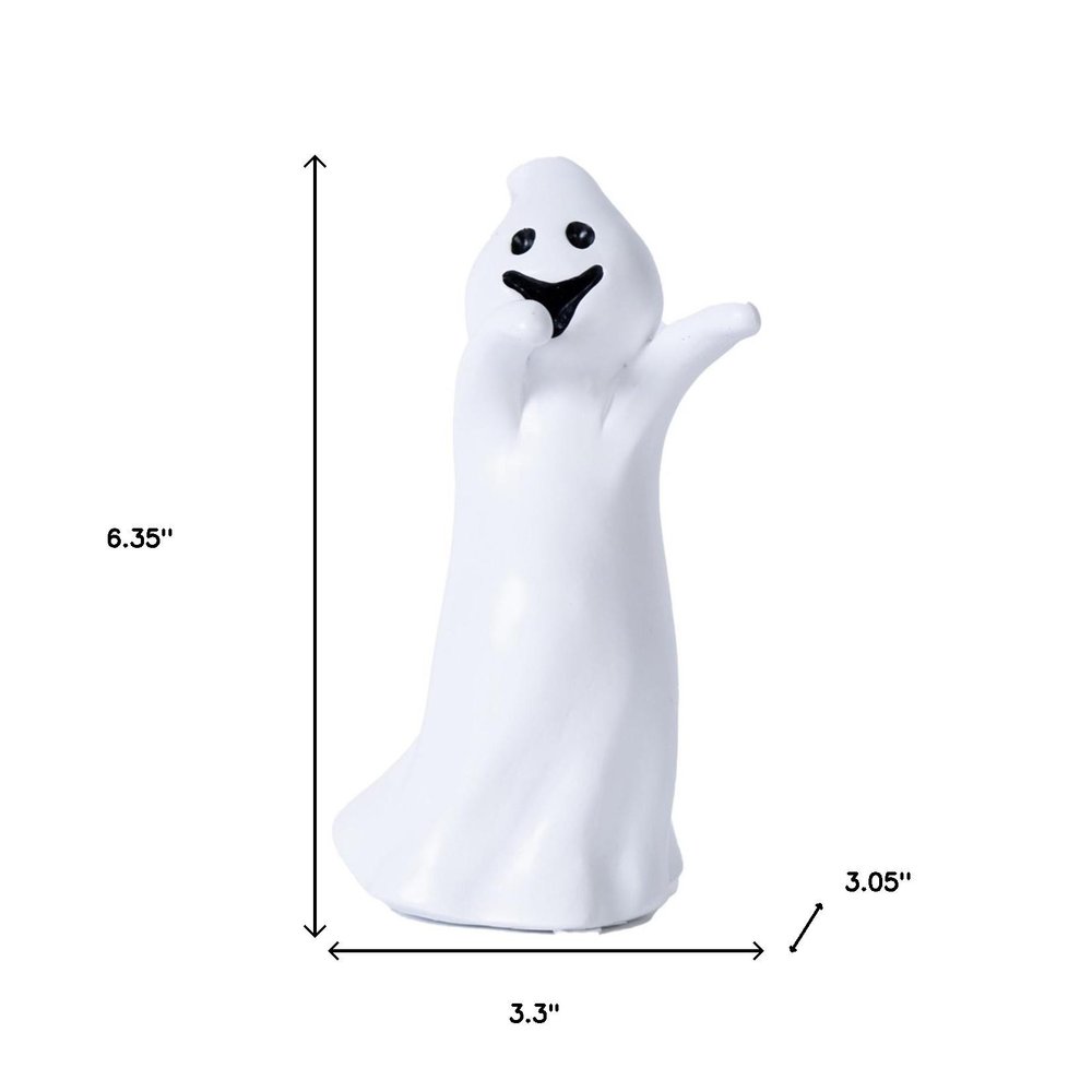 Set of Three White Polyresin Halloween Ghost Figurines