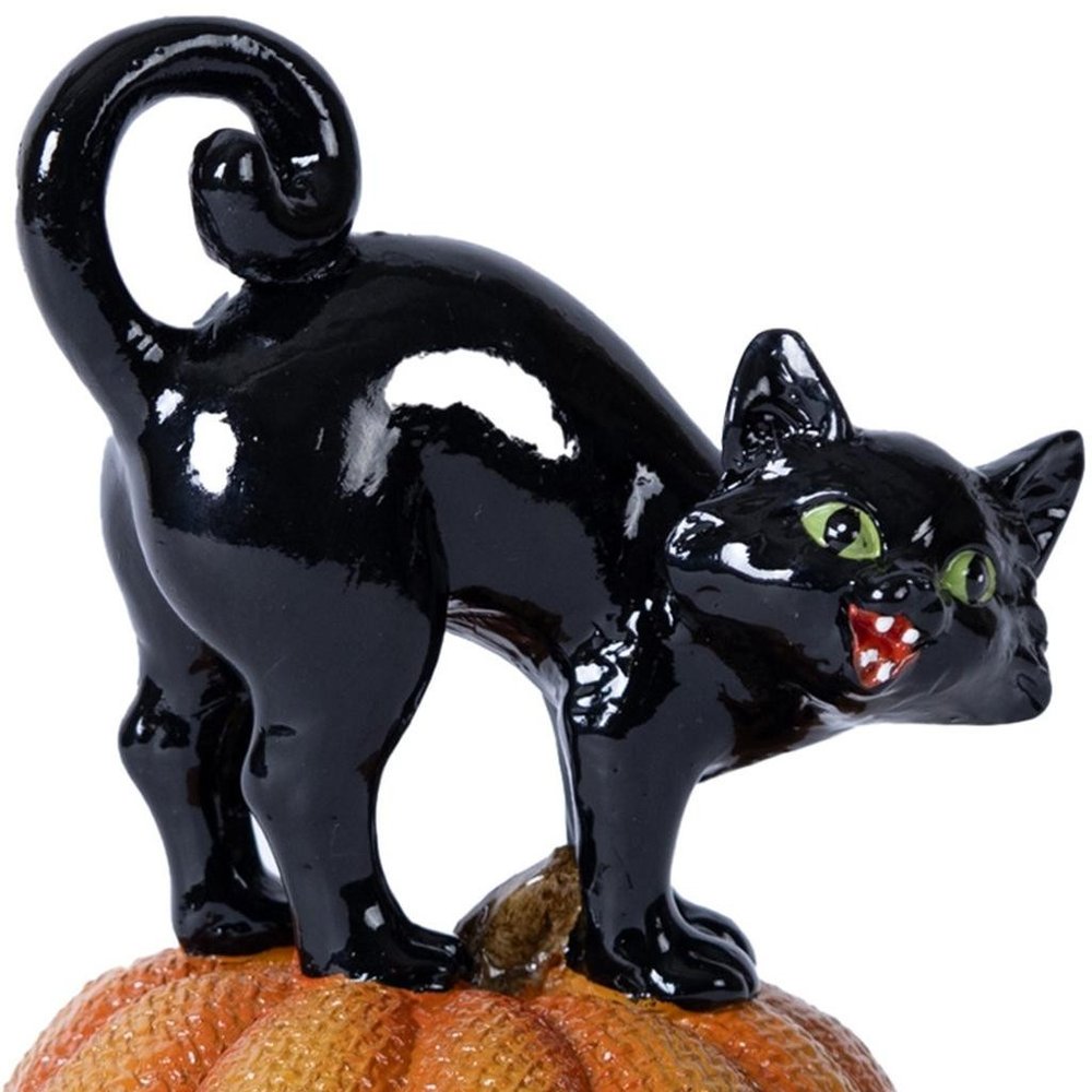 Set of Three Orange And Black Polyresin Cat Figurine