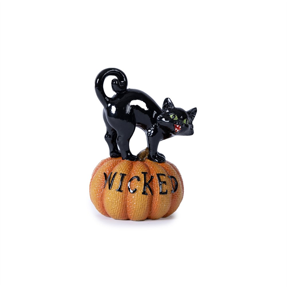 Set of Three Orange And Black Polyresin Cat Figurine