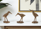 Set of Three Brown And Gold Polyresin Bird Figurine