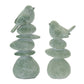 Set of Four Green Polyresin Bird Figurine