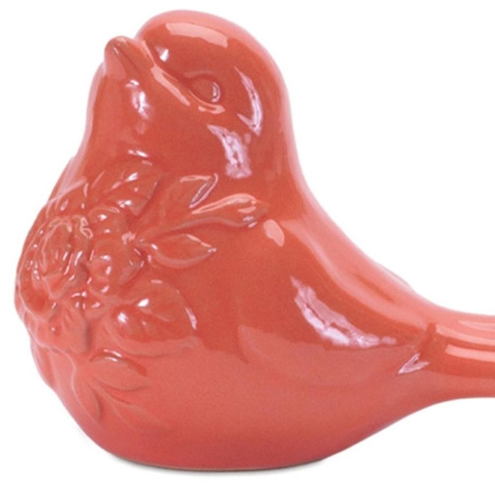 Set of Six Pink Ceramic Bird Figurine
