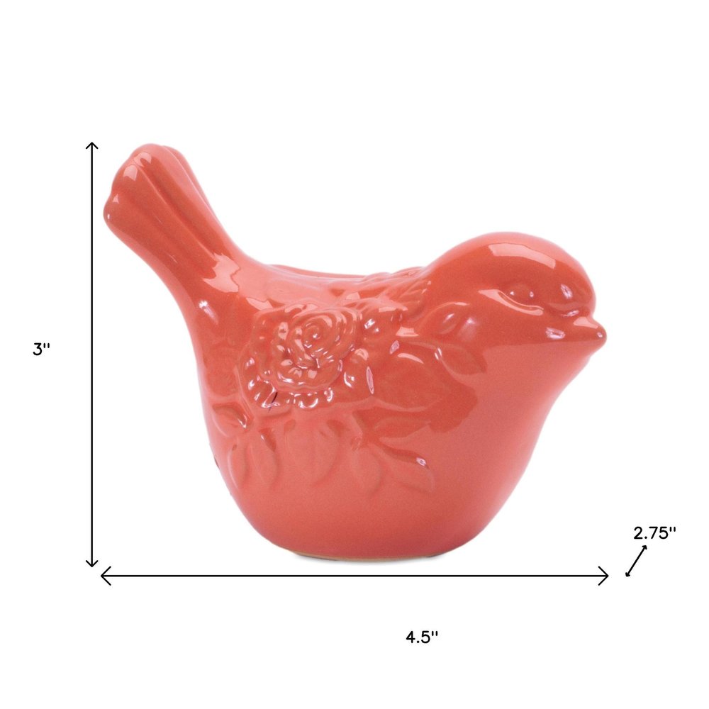 Set of Six Pink Ceramic Bird Figurine