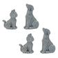 Set of Four Gray Polyresin Dog Figurine