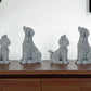 Set of Four Gray Polyresin Cat And Dog Figurines