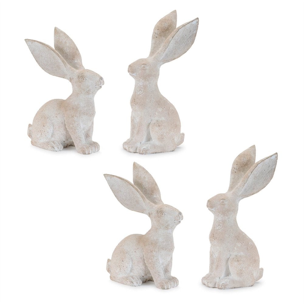 Set of Four Beige Resin Bunny Rabbit Figurines