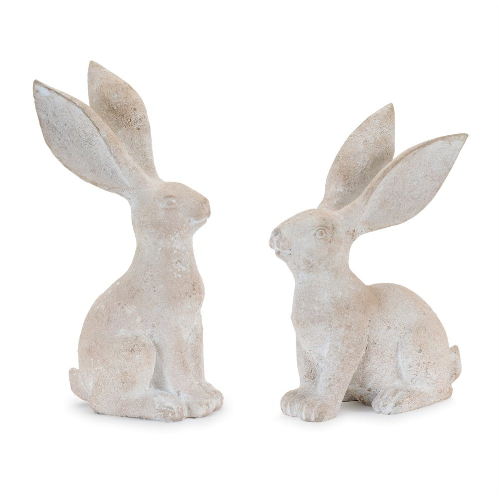 Set of Four Beige Resin Bunny Rabbit Figurines