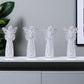 Set of Four White Polyresin Floral Wing Angel Figurines