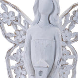 Set of Four White Polyresin Floral Wing Angel Figurines
