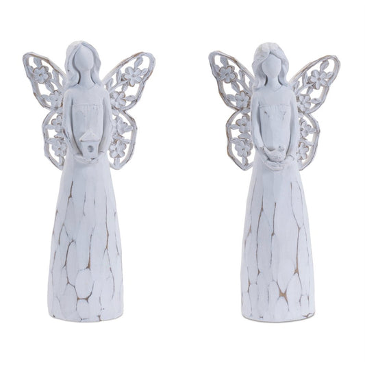 Set of Four White And Beige Polyresin Angel Figurine
