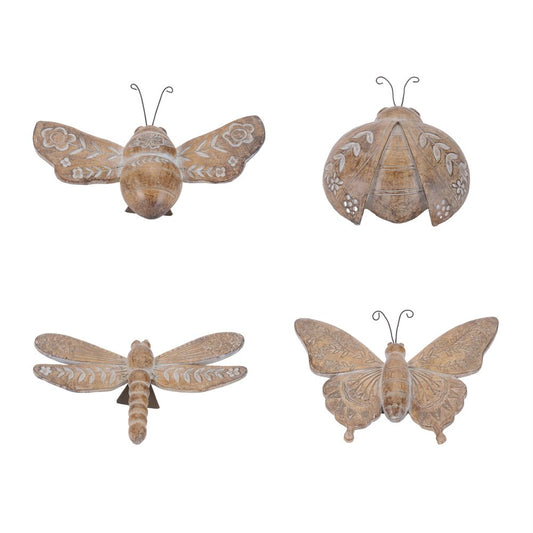 Set of Four Brown Polyresin Butterfly Figurine
