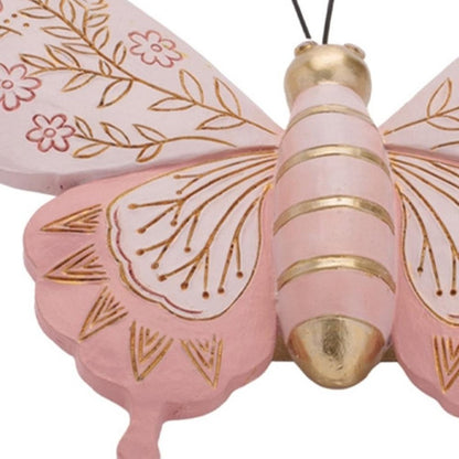 Set of Four Pink And Green Polyresin Butterfly And Dragonfly Figurines